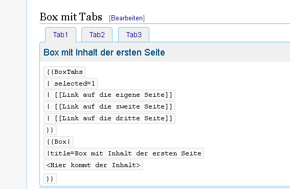 Box mit Tabs